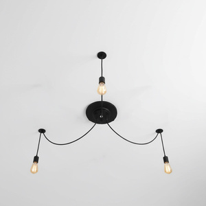 Lámpara Colgante <span class=keywords><strong>Araña</strong></span> Ajustable DIY, Lámpara de Techo de Hierro Negro con Múltiples Cabezas, Lámpara Colgante Creativa para Habitación Art Deco - Product Image 1
