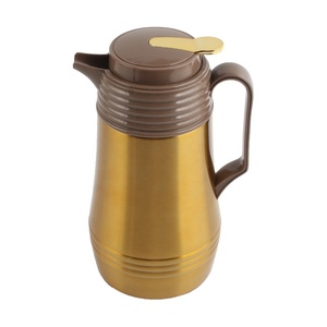 Termo de café retro de acero inoxidable dorado con tapa y asa para bebidas calientes - Product Image 4