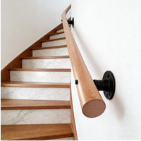 Rampe d'escalier intérieure en bois massif 40 45 50 55 60 MM, rampe circulaire pour garde-corps en verre et mur