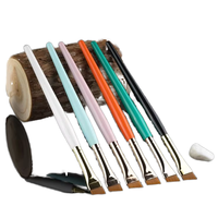 Brosse professionnelle plate angulaire pour rehaussement de cils, manche en bois, poils synthétiques doux, pour permanente de cils, eyeliner et lifting de cils à la kératine