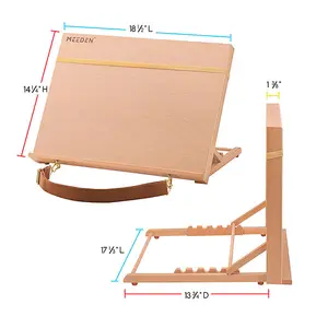 MEEDEN大型工作室艺术家绘画和素描板可调山毛榉A3素描板木质桌面画架板，带丁字广场