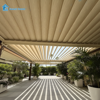 Pergola électrique extérieure Airfun Premium en MDF avec toit à lames orientables, imperméable, éco-responsable, pavillon pare-soleil, éclairage LED, revêtement poudré