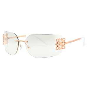 New Arrival Y2K <b>Retro</b> Oversized Vintage Brand Designer Metal Rimless UV400 <b>Sunglasses</b> - Product Image 1