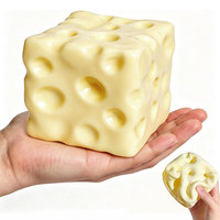 Jouet Squishy en forme de cube de fromage mignon, en TPR souple à rebond lent, jouet anti-stress à presser, jouet en forme d'aliment simulé pour enfants et adultes, pour soulager le stress