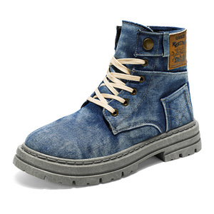 Botas de Trabajo de Mezclilla para Hombre, Estilo Moderno, Talla Grande, Antideslizantes, con Caña Alta - Product Image 3
