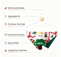 Collier de Noël pour animaux de compagnie, écharpe triangulaire douce et réversible, sapin de Noël en peluche 3D, sangle réglable, accessoire pour petits chiens, classique et moderne