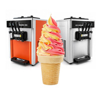 Machine à glace molle commerciale automatique 16-20L/H, 3 saveurs, machine à faire des glaces et des sorbets avec lait/eau, en acier inoxydable