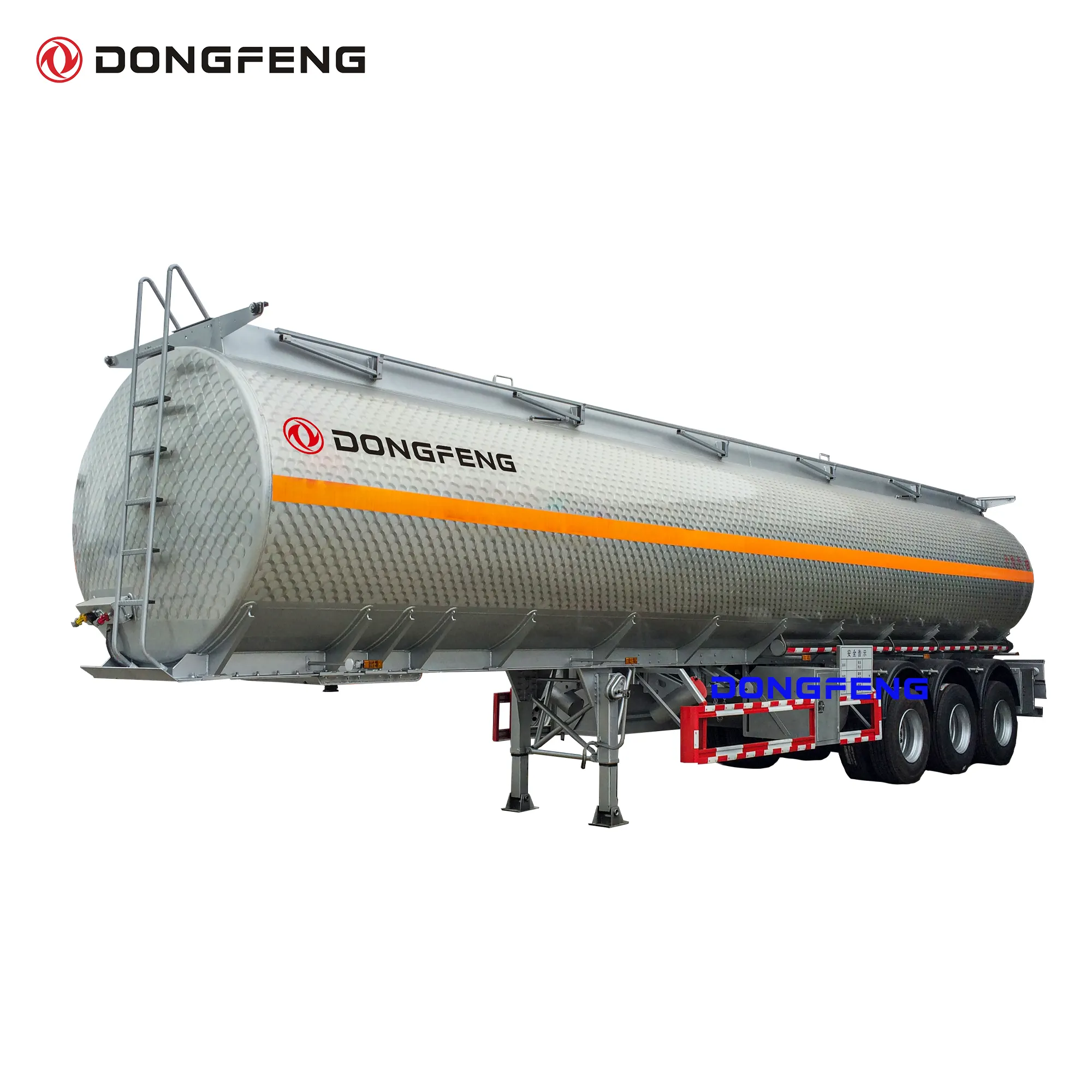 Dongfeng รถพ่วงถังน้ำมันขนาด42000ลิตร304ชนิดสแตนเลสพร้อม API มาตรฐานการโหลดและปล่อยเรือบรรทุกน้ำมันเชื้อเพลิง