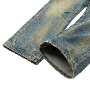 TOPSHOW Pantalones de mezclilla personalizados de fábrica, estilo japonés, de pierna recta, con lavado vintage desgastado, de denim selvedge premium - Product Image 5