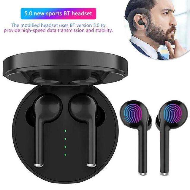 True Stereo Mini Sport Hands Free Calling Tws 5.0 Blue'tooth Wireless Earphone Earbuds with Mic and Charging case