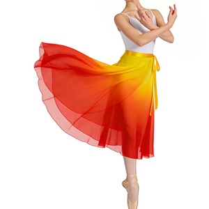Jupe de danse en tulle dégradé pour femme adulte, jupe de pratique corporelle, mi-longue, à nouer à la taille, jupe une pièce - Product Image 1