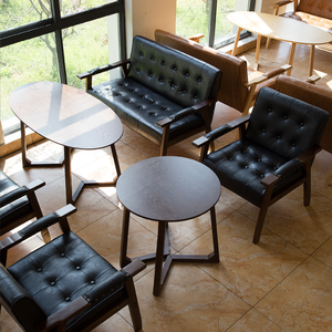 Italiaanse Luxe Moderne Houten Pu Lederen Café Sofa Stoel Eetzaal Restaurant Live Sofa Stoelen Met Armleuning - Product Image 4