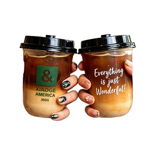 Wholesale Custom Logo Printed 90mm 95mm 10 12 16oz BPA Free U Shaped Clear Bubble Milk Tea Disposable PET <b>Plastic</b> <b>Cup</b> with Lid - Product Image 1