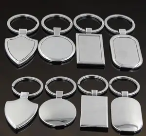 Porte-clés de voiture créatif en argent, en acier inoxydable, personnalisé, en métal blanc, pour publicité professionnelle, pour la Promotion