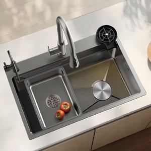 Évier de cuisine en acier inoxydable nano, motif nid d'abeille, grand bac unique épaissi pour le lavage de la vaisselle - Product Image 1