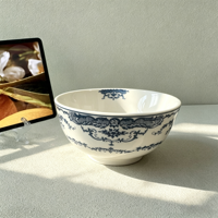 Service de table en céramique à motif floral bleu rose vintage, assiettes et bols en porcelaine classiques pour la décoration de table