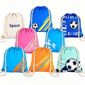 Verdikte katoenen canvas sport- en voetbalrugzak met trekkoord voor studenten, dagelijks gebruik, reizen en kleding/schoenen. - Product Image 1
