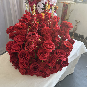 Centro de Mesa Circular con Flores de Seda Rojas GreenLife, Gran Venta, para Decoración de Mesa de Boda - Product Image 2