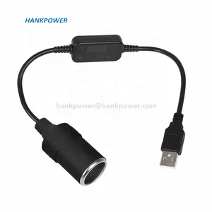 5V to 12V Car Cigarette Lighter Female Socket Converter Cable DC 5V to 12V Step Up Boost Power Supply Cable for Motorcycle Car