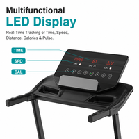 Tapis roulant domestique avec moteur DC 1,5 CV, écran LED, vitesse de 1 à 12 km/h, sans inclinaison, capacité de 100 kg, machine de course compacte pour la remise en forme en intérieur