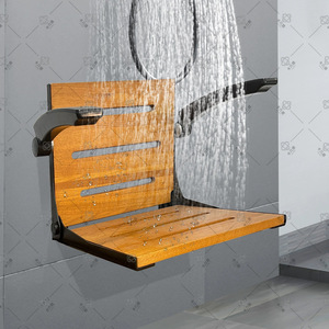Kavand Bathroom <b>Folding</b> <b>Stool</b> Wall Mounted Oak Armrest <b>Shower</b> Chair With Handrail Foldable Safety Seat - Product Image 3