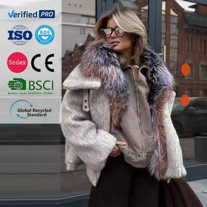 <span class=keywords><strong>Cappotto</strong></span> <span class=keywords><strong>Corto</strong></span> Elegante di Lusso all'Ingrosso, Giacca Invernale in Cashmere e <span class=keywords><strong>Pelliccia</strong></span> per Donna - Product Image 2