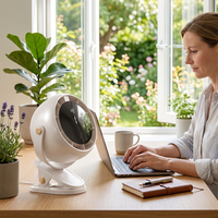 Ventilateur portable rechargeable avec batterie au lithium 2000 mAh, 5 vitesses réglables