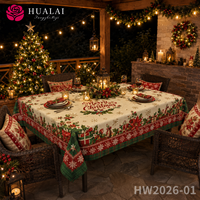 Nappe de Noël HuaLai 8ft x 10ft en polyester motif Bonhomme en pain d'épices pour la maison, les banquets et les fêtes, résistante aux plis, vente en gros