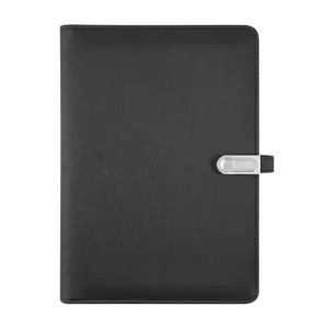 Classico nero diario planner notebook in pelle 8,000 mah power bank wireless ricarica notebook 16gb USB con calcolatrice