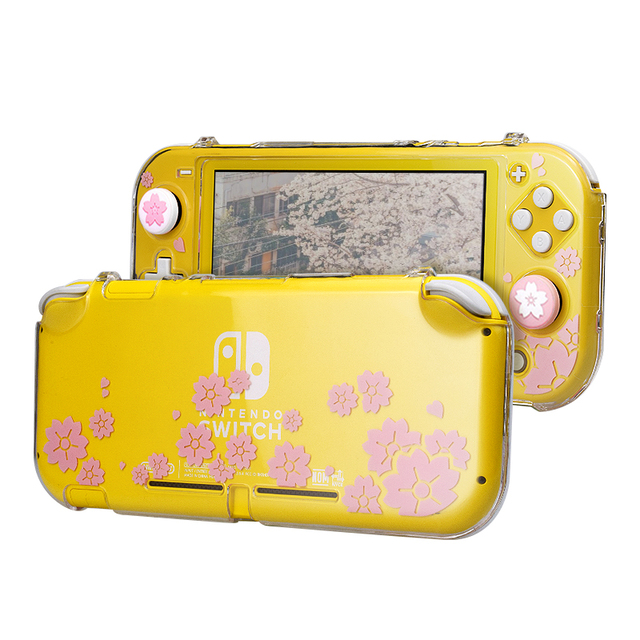 DATA FROG Cute Pink Sakura Crystal Protective Case for Nintendo Switch Lite Flower Design Carrying Cover for Video Game Players