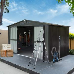 305x244cm grand hangar <span class=keywords><strong>de</strong></span> stockage extérieur en métal outil et maison <span class=keywords><strong>de</strong></span> stockage <span class=keywords><strong>de</strong></span> vélo avec double porte verrouillable auvent étanche gazebo pergola - Product Image 1