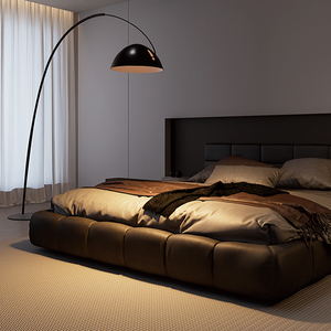 مصباح أرضي فني من أيسيلان لغرفة المعيشة وغرفة النوم، تصميم بسيط وطويل ومرن، إضاءة أرضية للمكتب، مصباح قائم أسود - Product Image 5