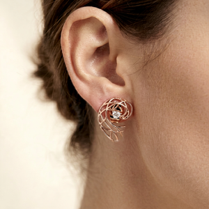 Pendientes de Oro Rosa de 9K con Diamantes de Laboratorio para Mujer, Corte Brillante, Chapados en Rodio, Minimalistas, Regalo, Certificados por IGI, Valoración de Terceros - Product Image 1