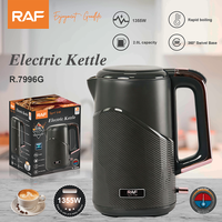 Bouilloire électrique RAF 2.0L R.7996 1355W, ébullition rapide, base pivotante à 360°, arrêt automatique, corps texturé, pour le thé, le café et l'eau, utilisation à domicile