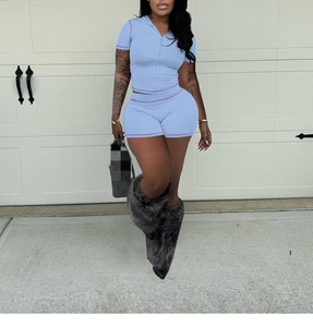 Logo personalizzato 2025 estate sudore da donna con cerniera per motociclista Set corto Top corto con cappuccio 2 pezzi Jogger due pezzi Set abbigliamento donna - Product Image 2