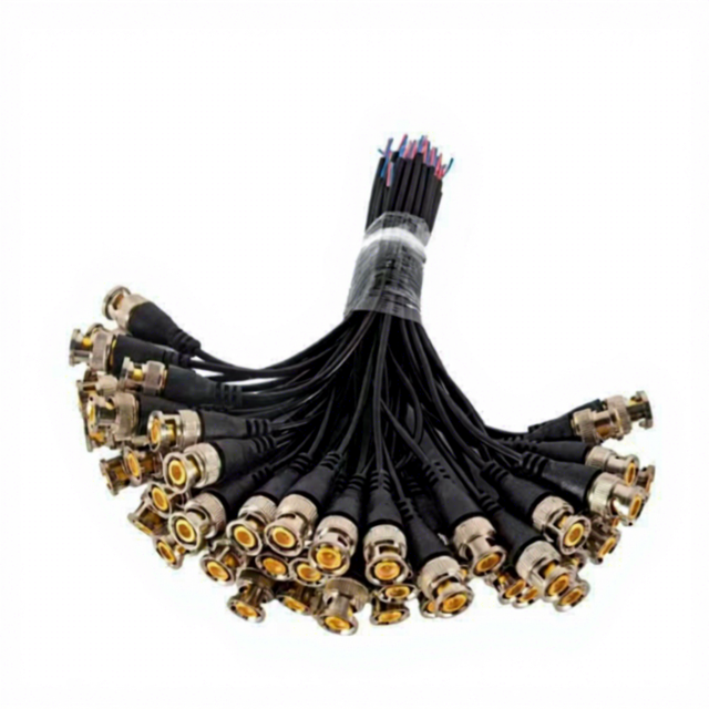 BNC Camera Video Cable Accessories Pure Copper Core 2-Core Black Sheath Insulated Solder-Free Connector Video Signal Connector