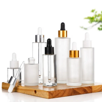 Flacon compte-gouttes en verre cylindrique 20/30/40/50/60/80/100 ml, épaule plate, transparent ou dépoli, pour huiles essentielles