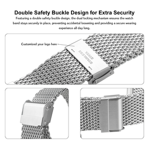 Bracelet de <span class=keywords><strong>montre</strong></span> milanais à double connecteur solide de sécurité Bracelets de <span class=keywords><strong>montre</strong></span> en acier inoxydable fabriqués par CNC de 22mm pour montres intelligentes et traditionnelles - Product Image 5