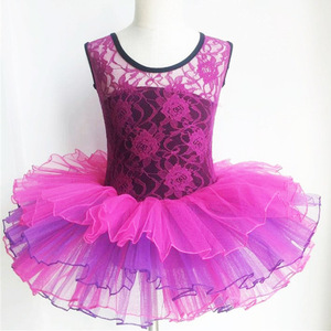 Vestido de Ballet con Encaje Rosa y Morado para Niñas, Traje de Danza para Actuaciones, Ropa de Baile para Niñas - Product Image 1