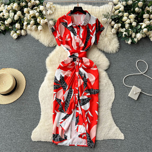 Robe Rétro 2024 pour Femme, Boutonnage Simple, Plissée, Taille en Dentelle, Silhouette Ajustée, Jupe Longue Élégante en Mousseline de Soie, Style <span class=keywords><strong>Mature</strong></span>, Commande Personnalisée - Product Image 2