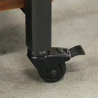 Présentoir de table de luxe en bois de chêne, cadre métallique, double couche, marron, noir, avec roue tournante