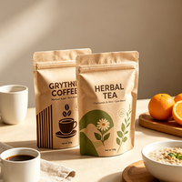 Sachet Doypack Personnalisé en Papier Kraft Imprimé, Qualité Alimentaire, Refermable avec Fermeture Éclair, pour Café Moulu, Tisanes, Fruits Séchés