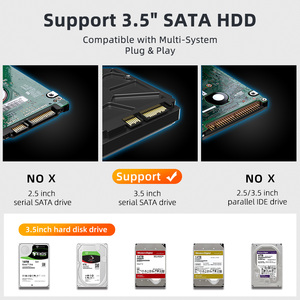 Boîtier pour disque dur SATA/SSD 3.5 ", 2 bits, en aluminium, pour disque dur externe 3.5 pouces - Product Image 5