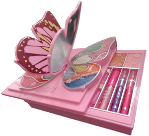Ensemble de <span class=keywords><strong>maquillage</strong></span> compact non toxique pour enfants Kit cosmétique en plastique de conception <span class=keywords><strong>papillon</strong></span> pour enfants - Product Image 2