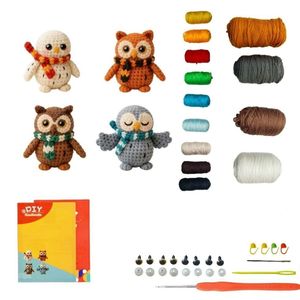 Kit de Ganchillo 4 en 1 para Hacer un Búho, Juguete <span class=keywords><strong>Amigurumi</strong></span> Tejido <span class=keywords><strong>a</strong></span> Mano, con Video Tutorial en HD para <span class=keywords><strong>Principiantes</strong></span> - Product Image 1