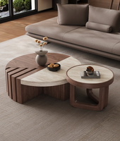 Table basse moderne carrée en bois et verre technologique avec étagère de rangement pour mobilier de salon personnalisé