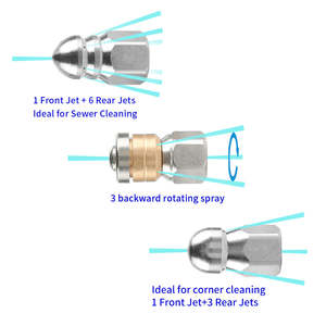 5800PSI tuyau de chasse haute pression 1/4 pouces tête de bouton kit de <span class=keywords><strong>buse</strong></span> de pulvérisation d'égout arrière pivotant - Product Image 6