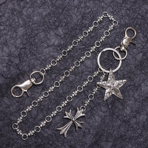 Waist <b>Chain</b> With <b>Cross</b> And Star Pendant Tibetan Silver Unisex Casual Denim Decorative <b>Chain</b> - Product Image 3