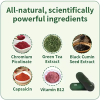 Capsules de vitamines végétaliennes OEM pour le métabolisme, extrait de thé vert et de graines de cumin noir, supplément antioxydant pour le bien-être féminin, étiquette personnalisée