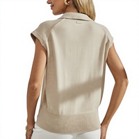 Pull court sans manches en tricot uni personnalisé pour femme, col en V, couleur unie, style printemps